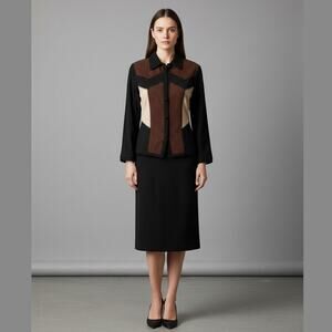 CANYON ROAD Faux Suede Buckskin Microfiber Black Brown Jacket and Skirt Small